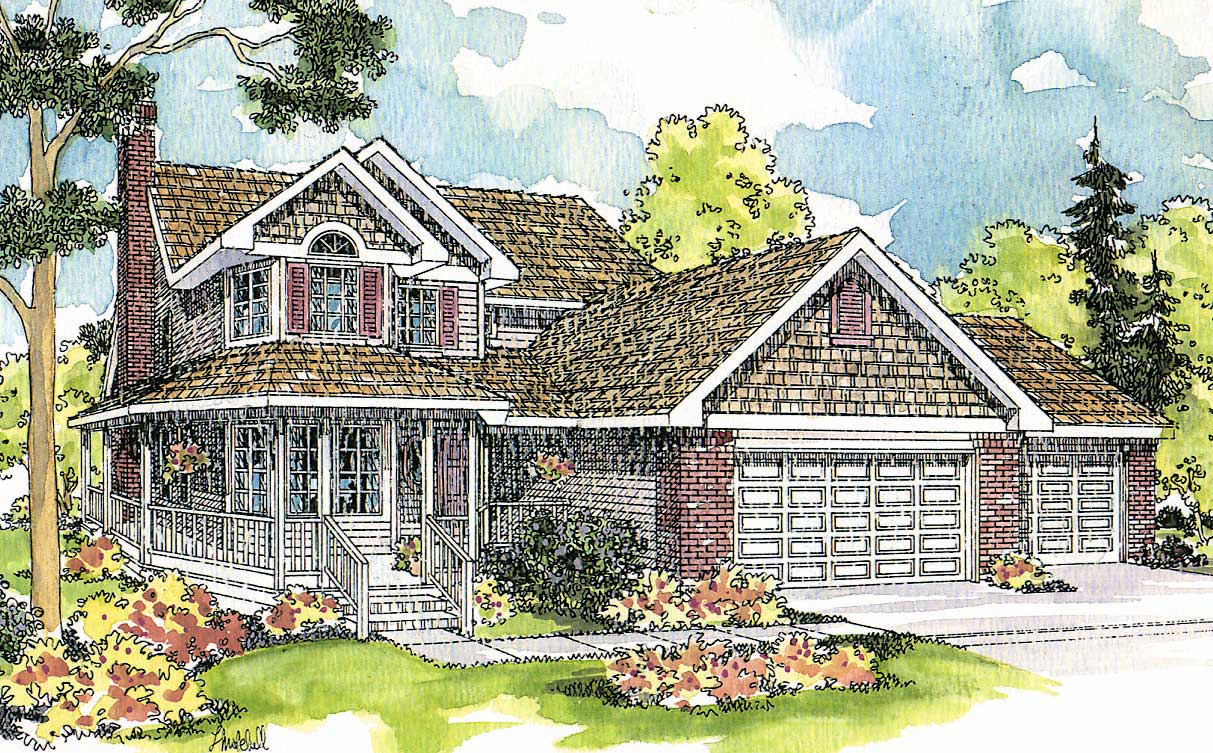 This image shows the Country style for this set of house plans.