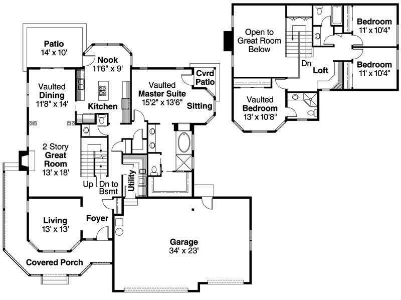 Floor Plan First Story of Country Plan #108-1456