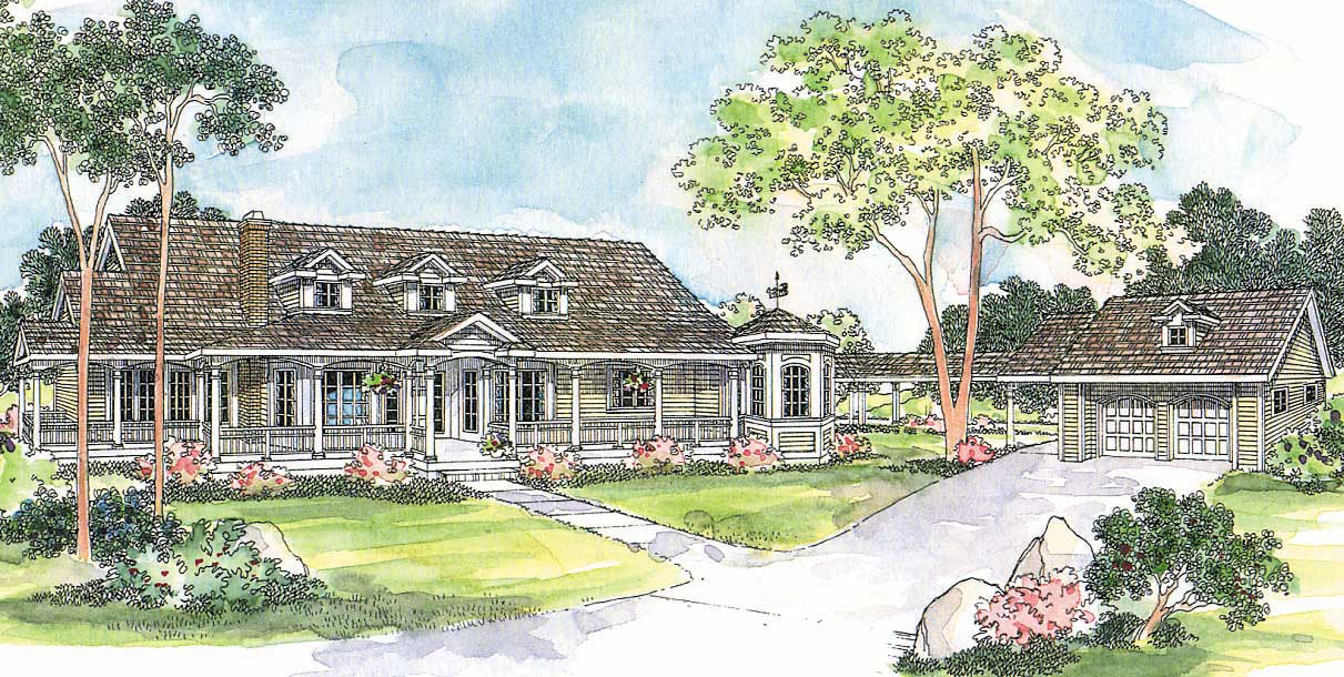 This image shows the Country Style for this set of house plans.