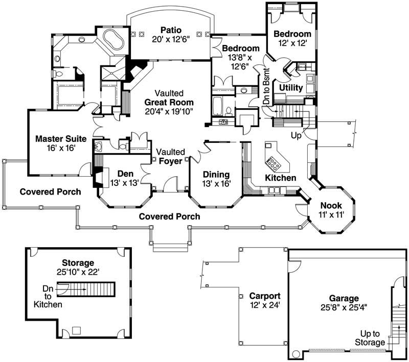 Floor Plan First Story of Country Plan #108-1458