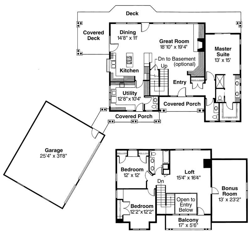 Floor Plan First Story of Craftsman Plan #108-1460