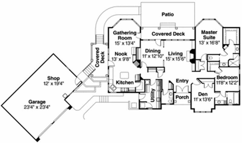 Floor Plan First Story of European Plan #108-1461