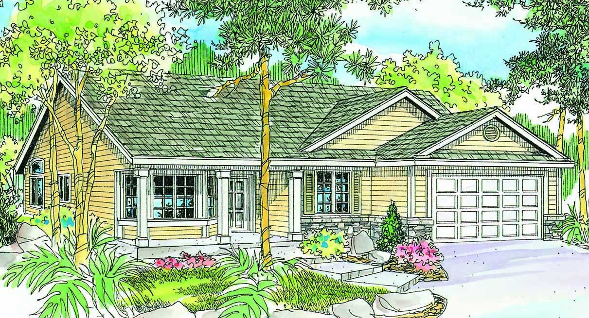 This is a colored rendering for these Country House plans.