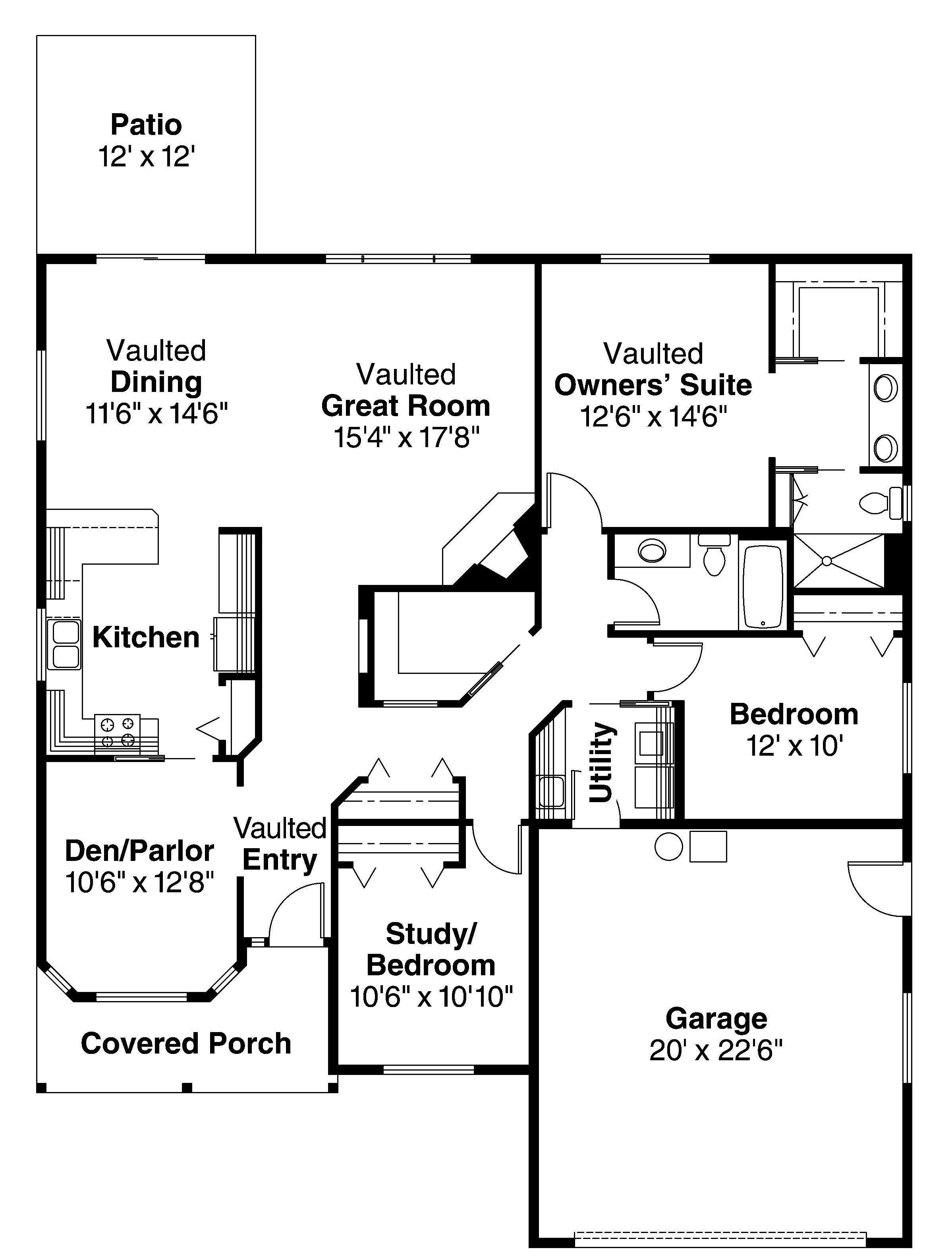 Floor Plan First Story of Country Plan #108-1462