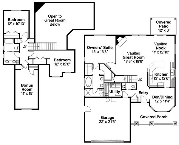 Floor Plan First Story of Country Plan #108-1463