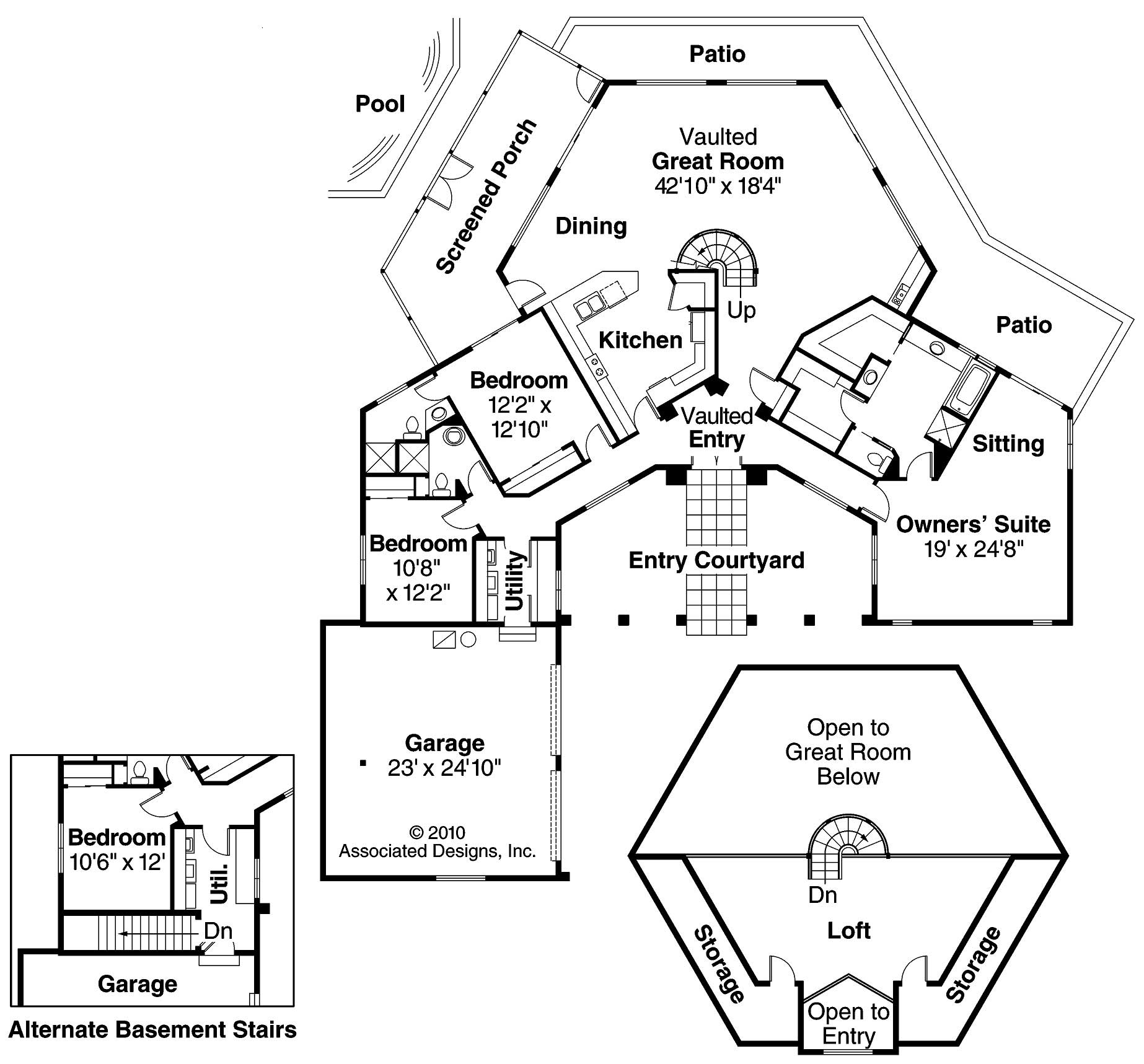 Floor Plan First Story of Mediterranean Plan #108-1470