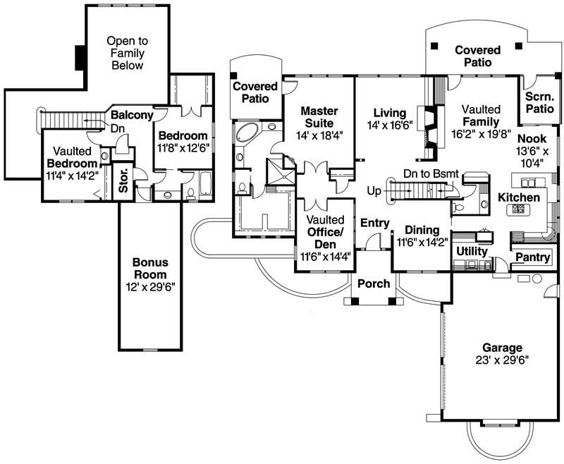 Floor Plan First Story of European Plan #108-1474