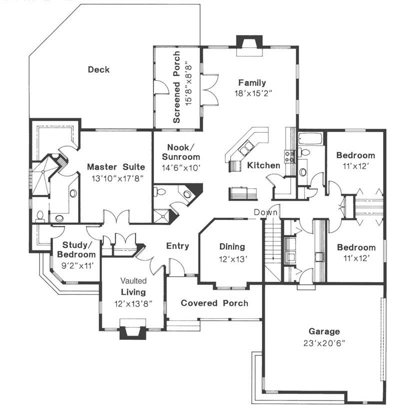 Floor Plan First Story of Ranch Plan #108-1475