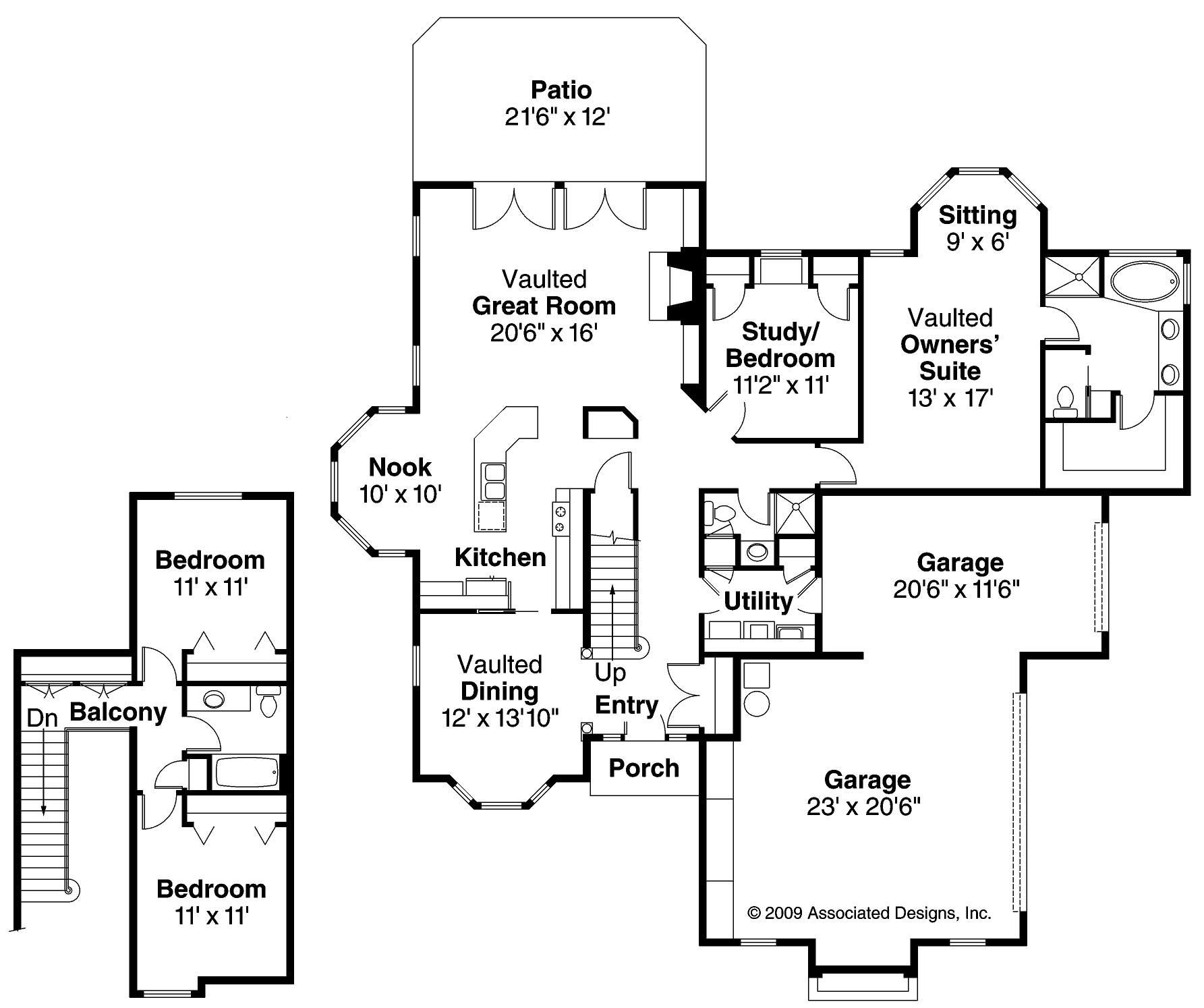 Floor Plan First Story of Traditional Plan #108-1476