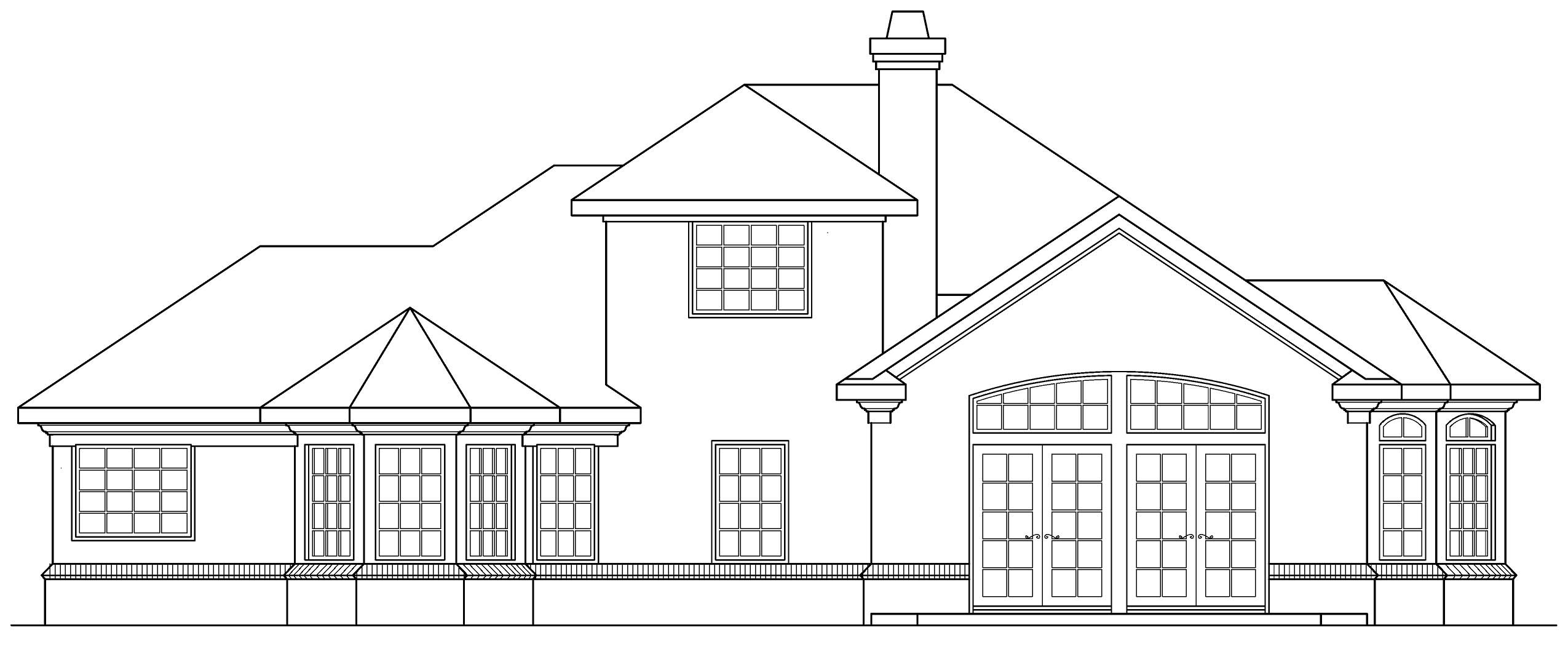 Home Plan Rear Elevation of this 4-Bedroom,2285 Sq Ft Plan -108-1476
