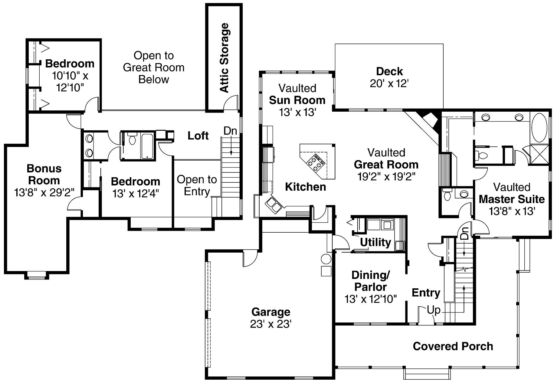 Floor Plan First Story of Country Plan #108-1479