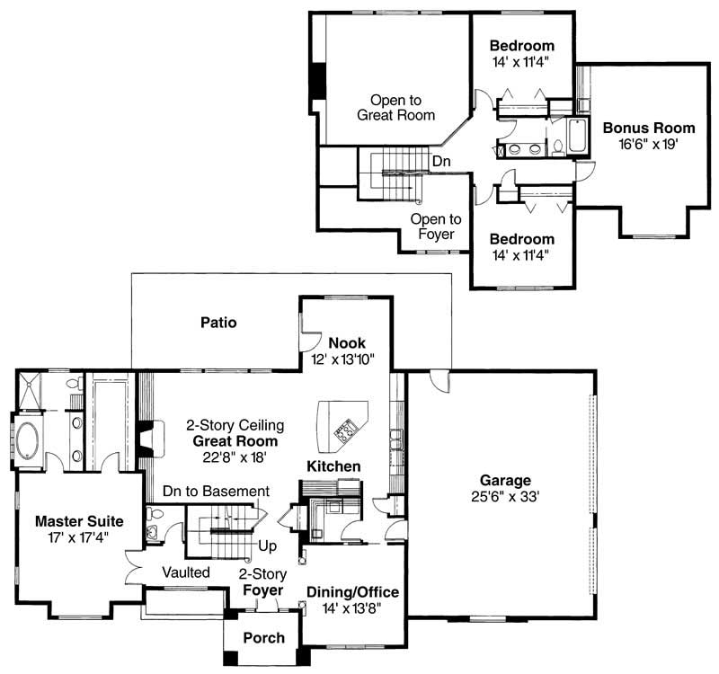 Floor Plan First Story of Contemporary Plan #108-1485