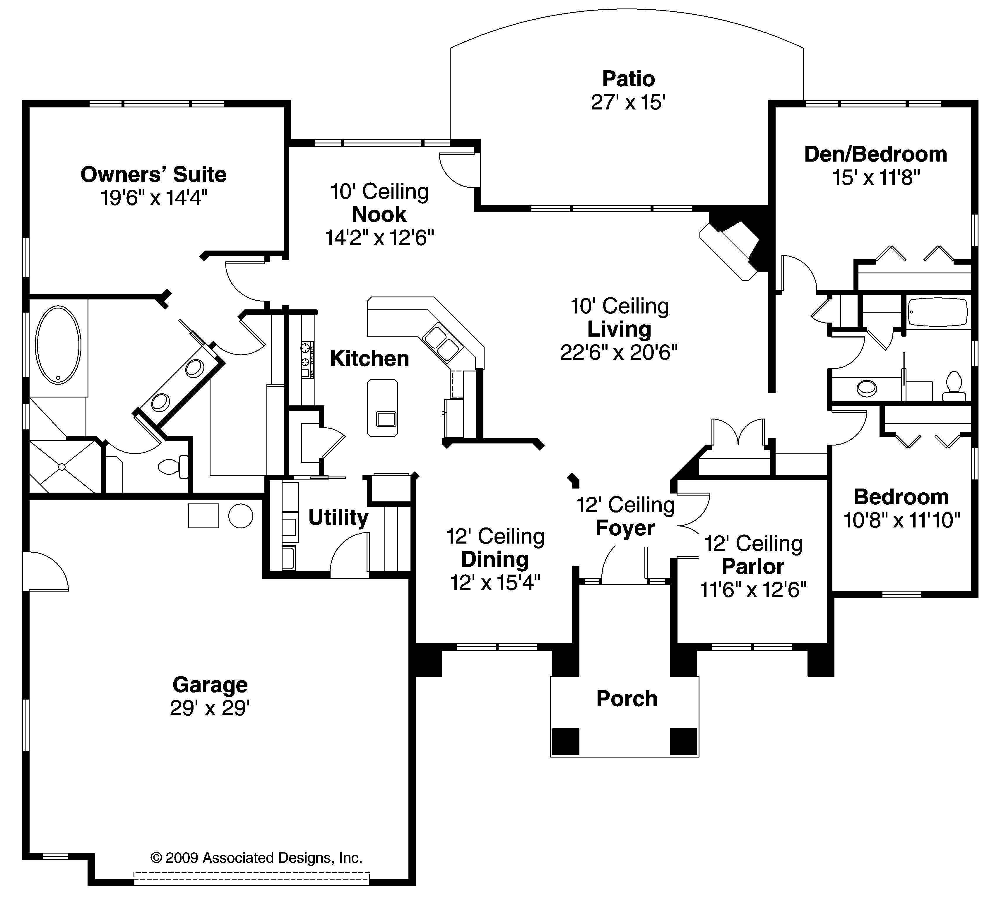 Floor Plan First Story of Florida Style Plan #108-1486