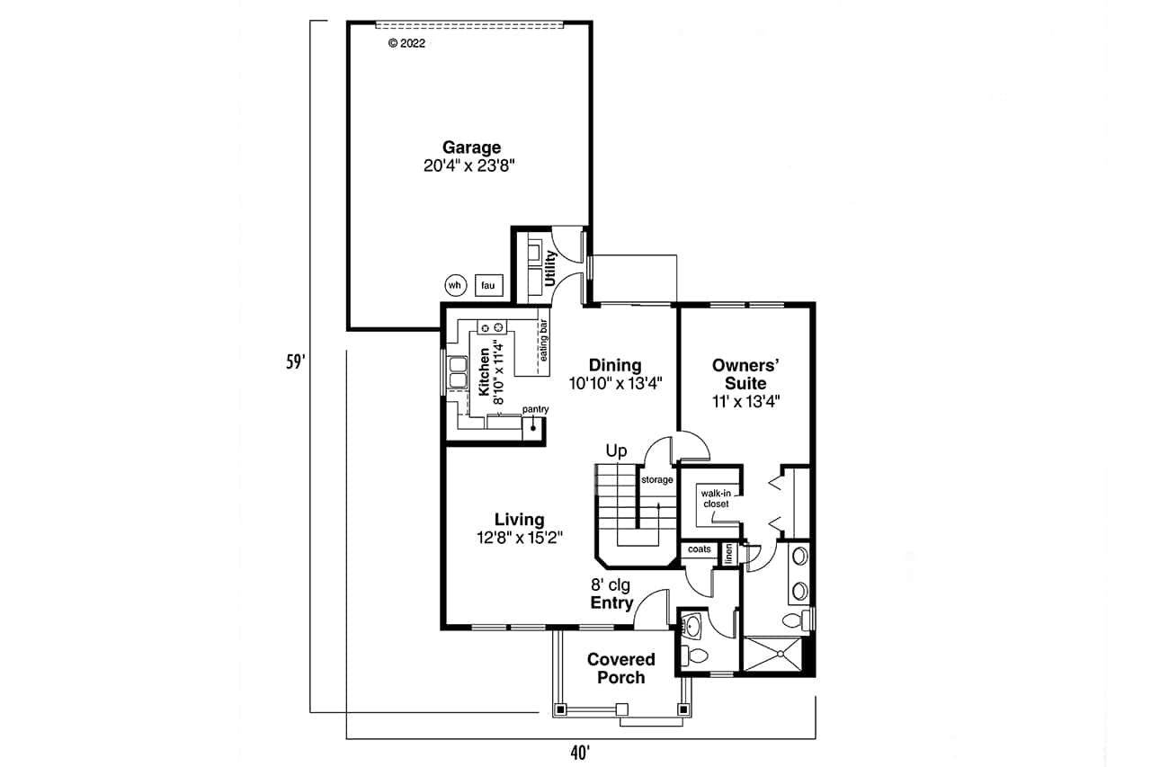 Floor Plan First Story of Country Plan #108-1487