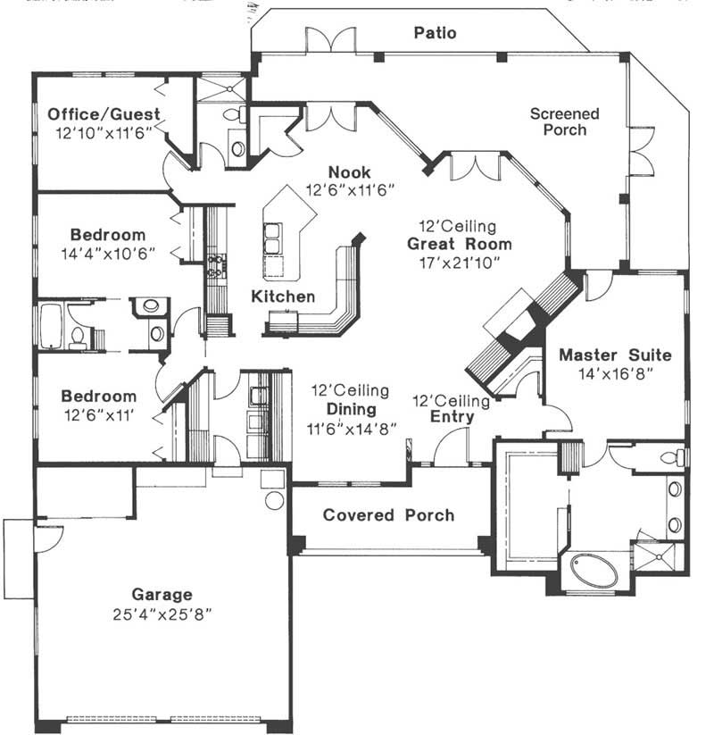 Floor Plan First Story of Mediterranean Plan #108-1488
