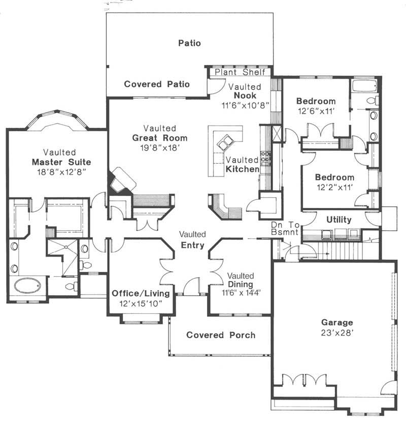 Floor Plan First Story of Country Plan #108-1489