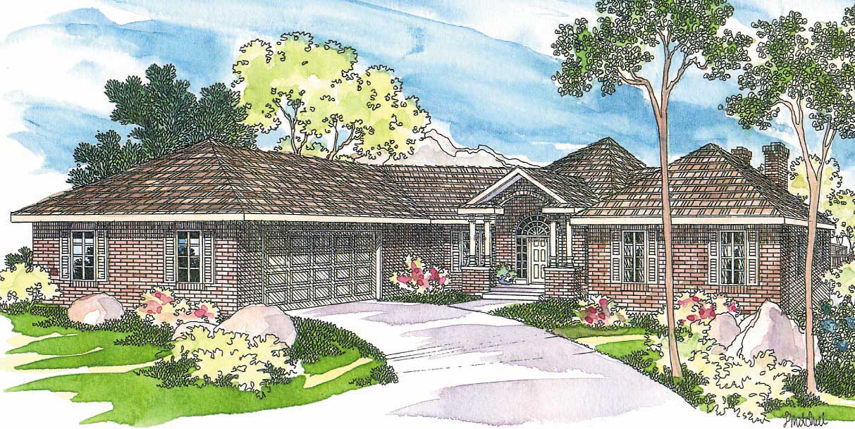 This image shows the traditional style for this set of house plans.
