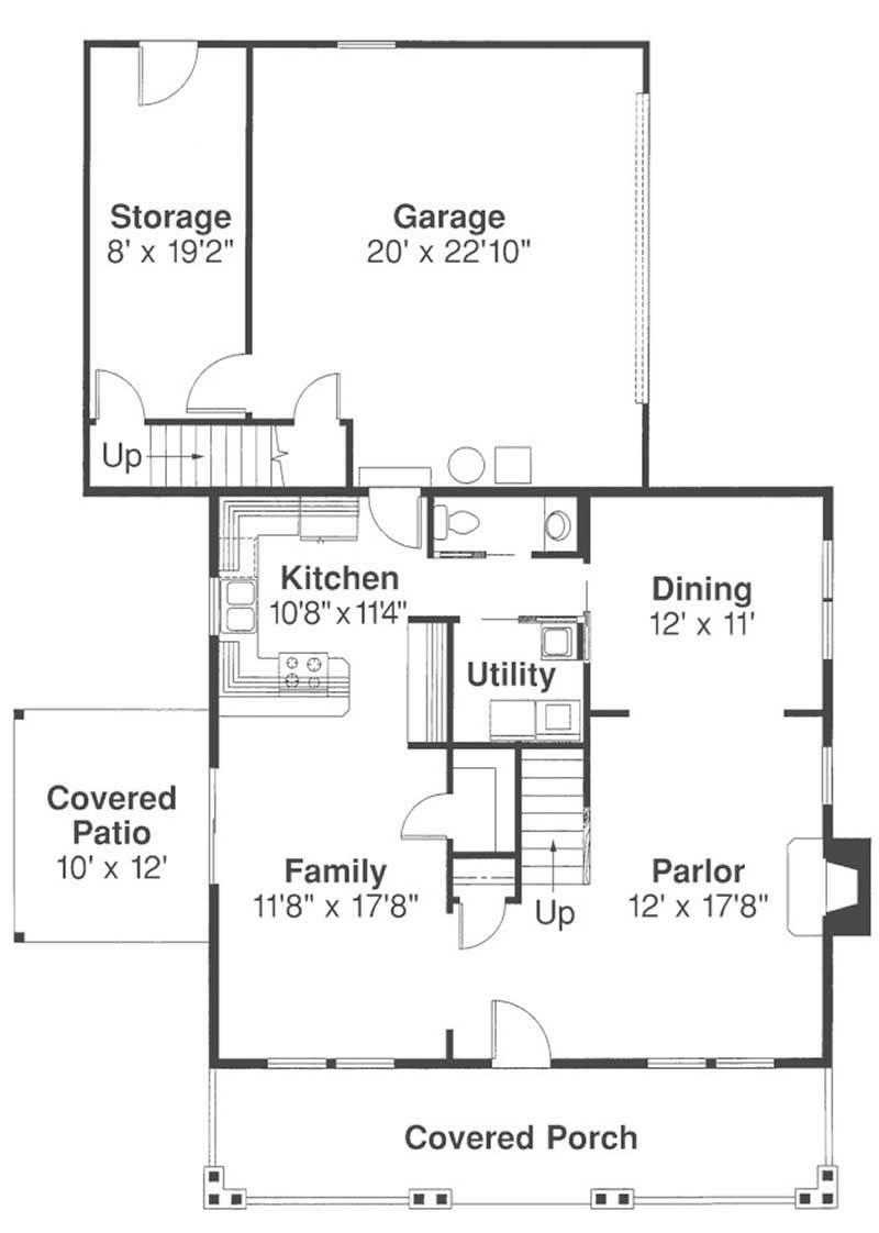 Floor Plan First Story of Country Plan #108-1493