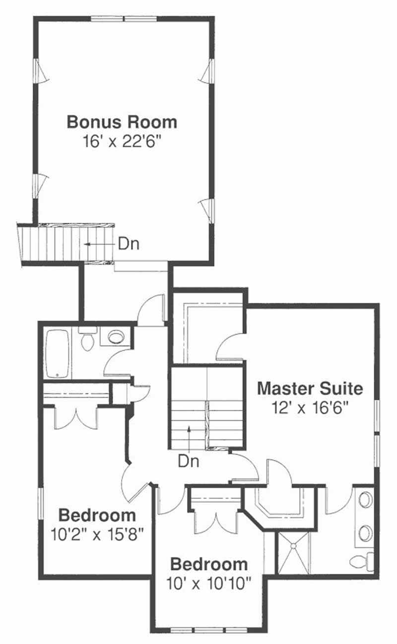 Floor Plan Second Story of Country Plan #108-1493