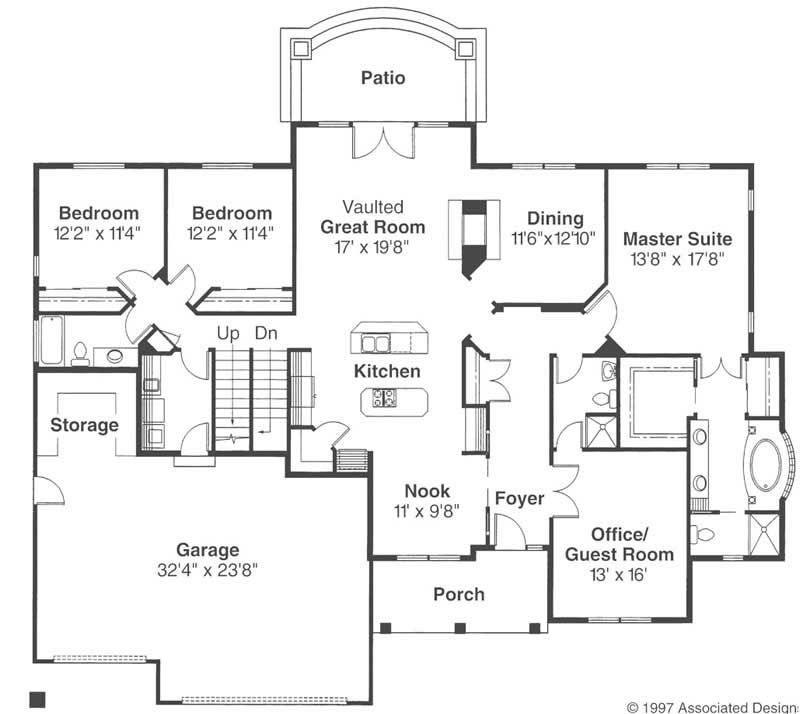 Floor Plan First Story of Craftsman Plan #108-1497