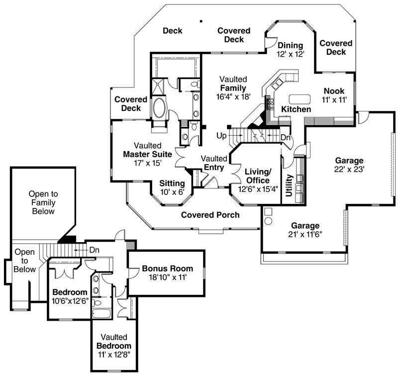 Floor Plan First Story of Country Plan #108-1498