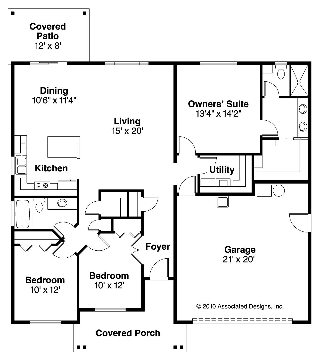 Floor Plan First Story of Craftsman Plan #108-1499