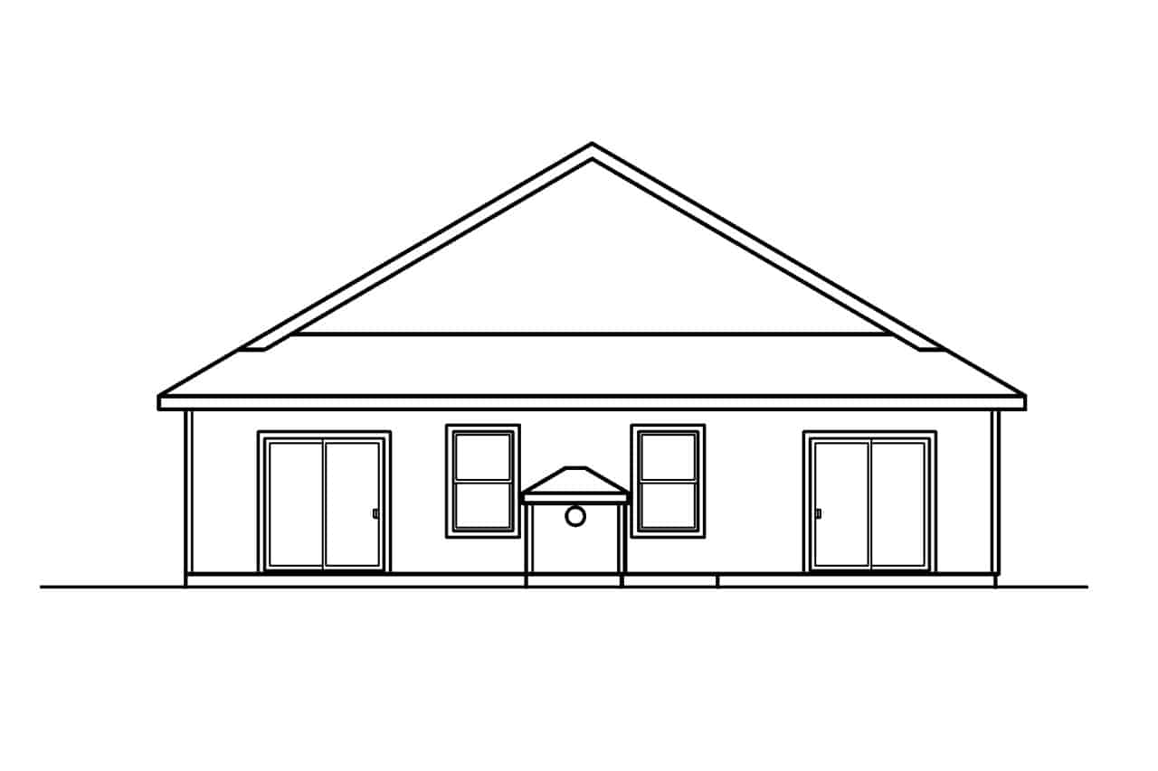 Home Plan Rear Elevation of this 3-Bedroom,1731 Sq Ft Plan -108-1500