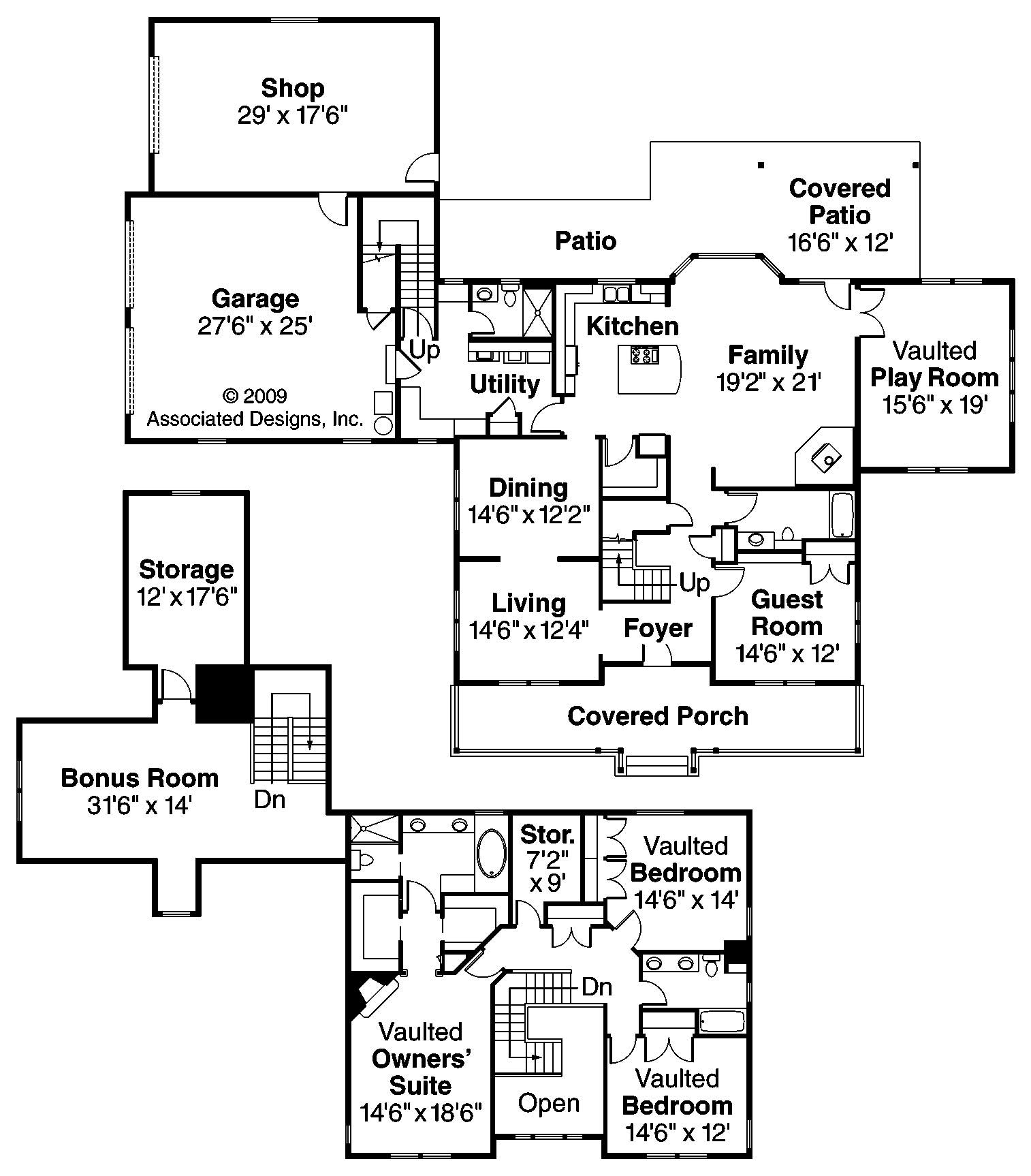 Floor Plan First Story of Country Plan #108-1504