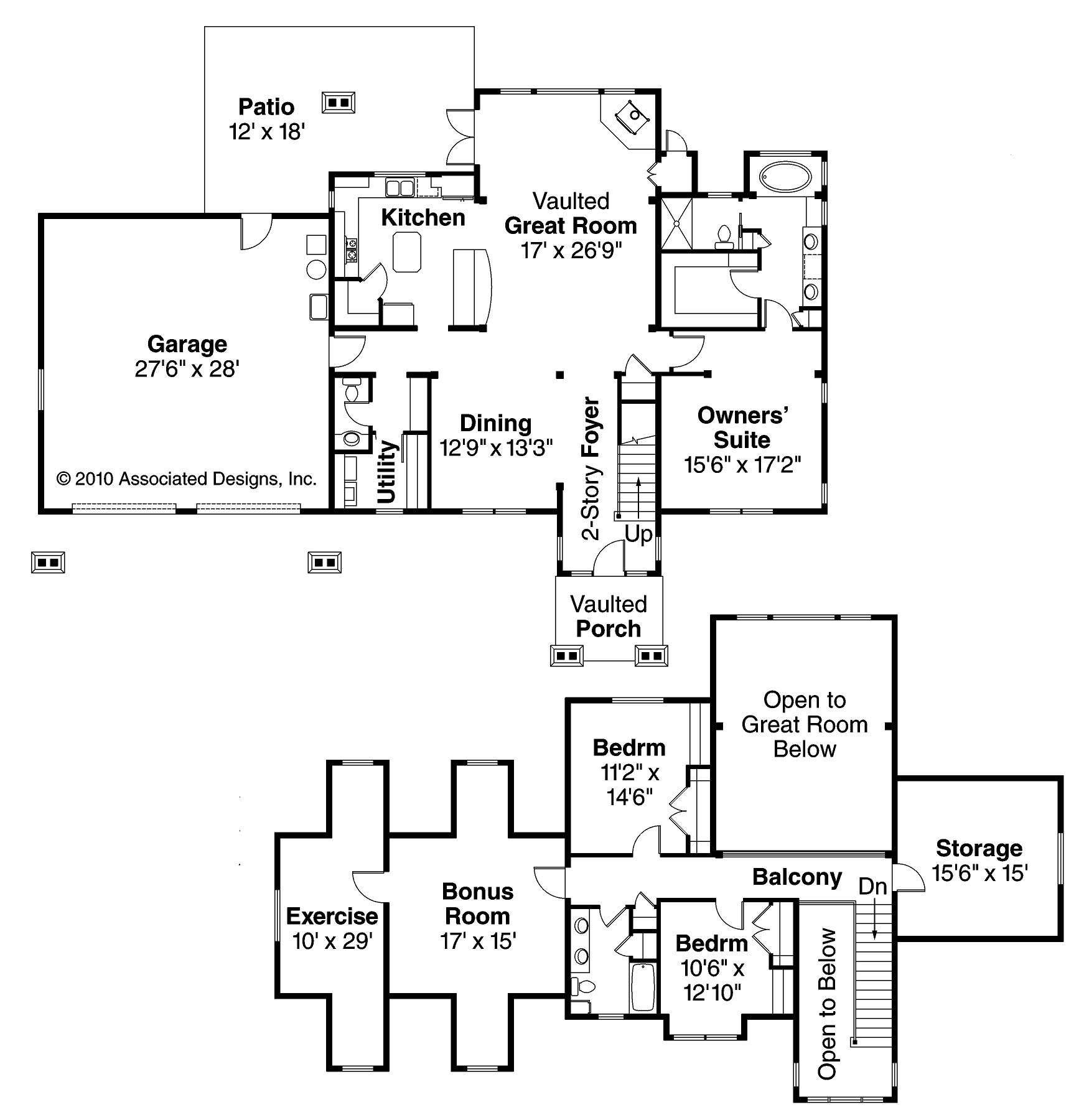 Floor Plan First Story of Country Plan #108-1505