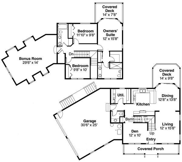 Floor Plan First Story of Country Plan #108-1507