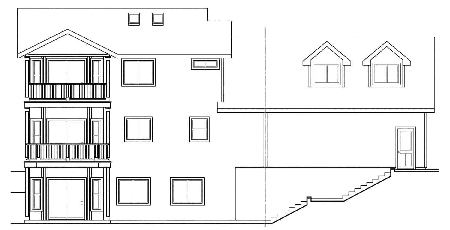 Home Plan Rear Elevation of this 3-Bedroom,1787 Sq Ft Plan -108-1507