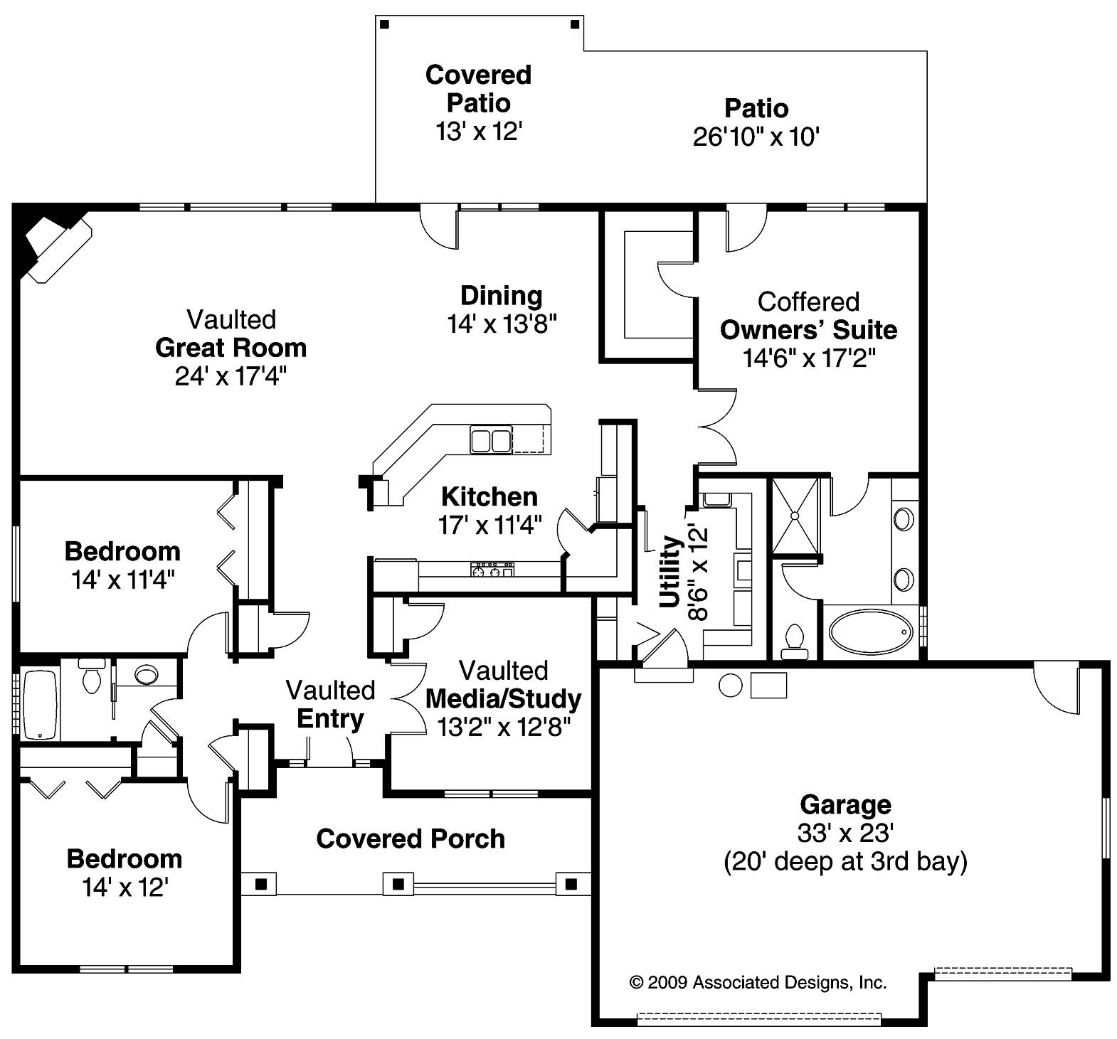 Floor Plan First Story of Ranch Plan #108-1508