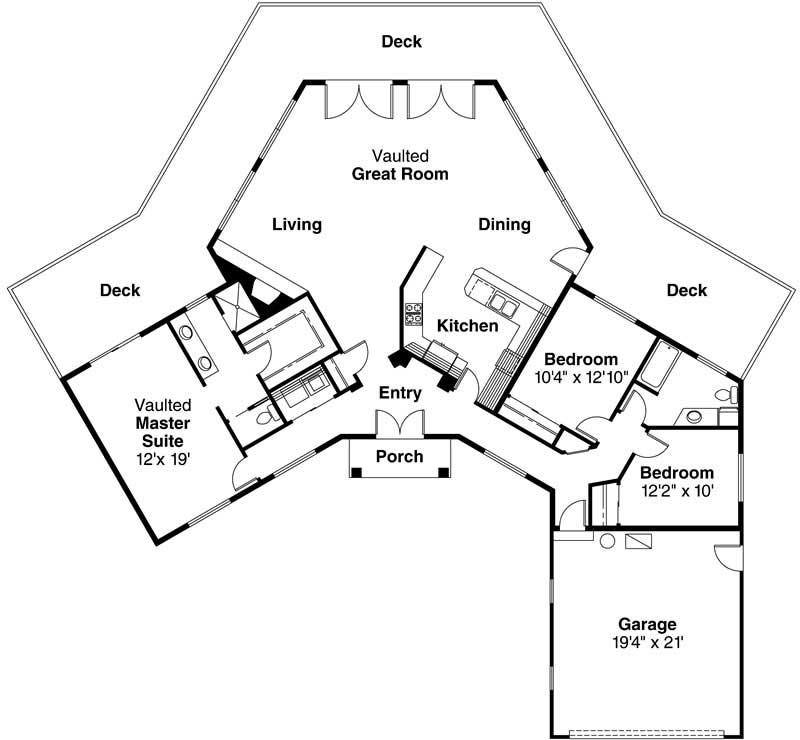 Floor Plan First Story of Ranch Plan #108-1509