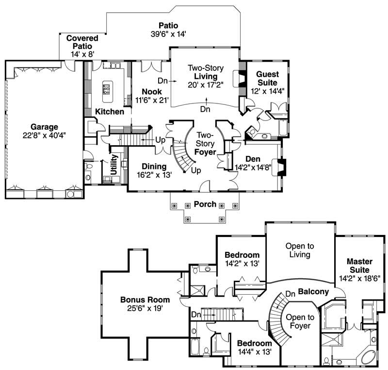 Floor Plan First Story of Colonial Plan #108-1512