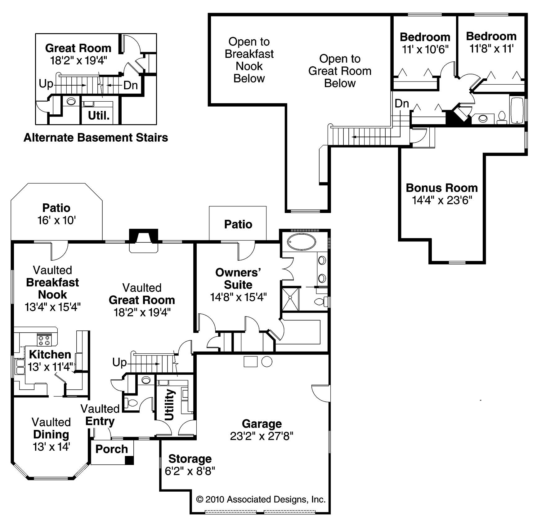 Floor Plan First Story of Southwest Plan #108-1513
