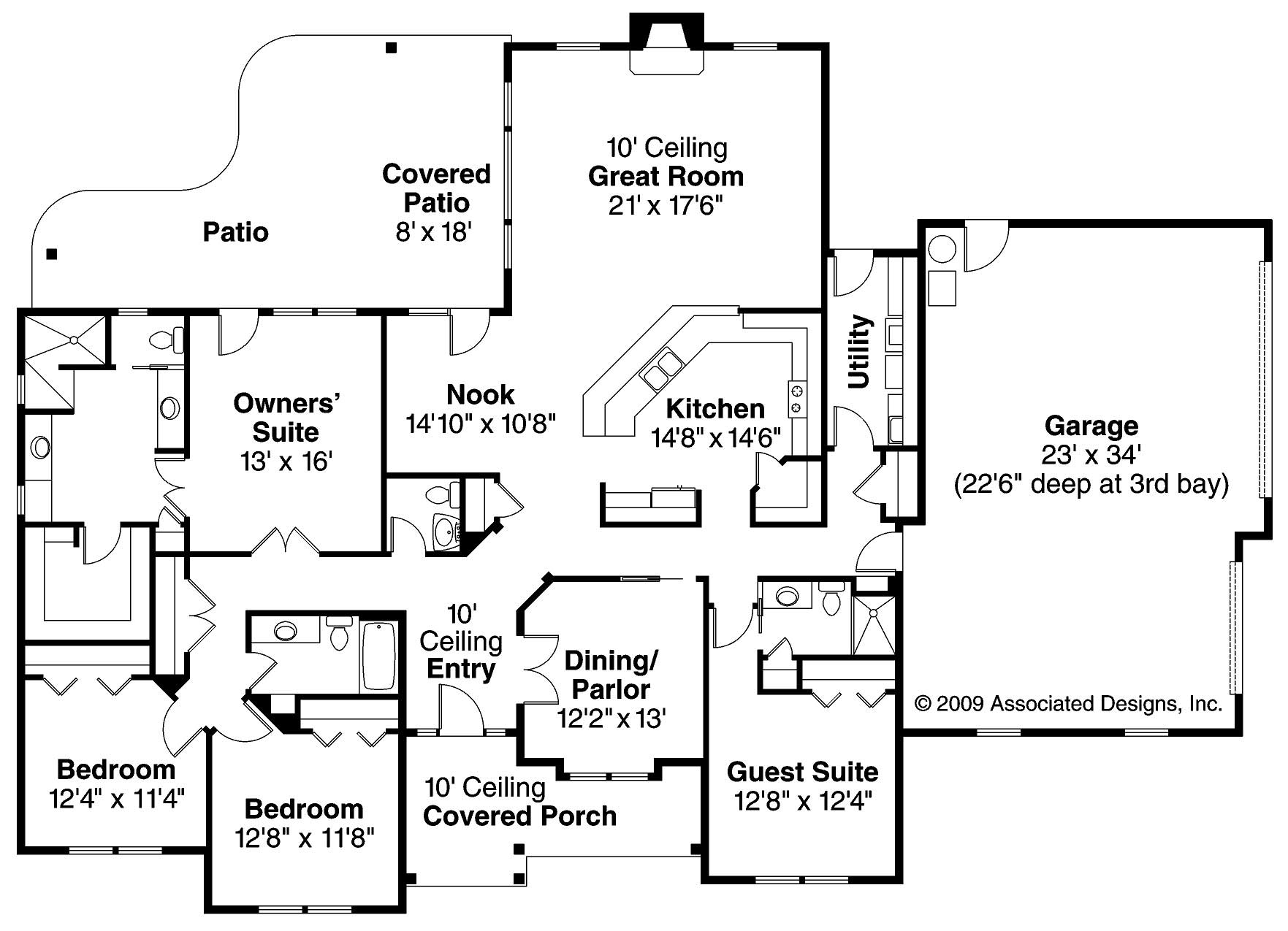 Floor Plan First Story of Prairie Plan #108-1515