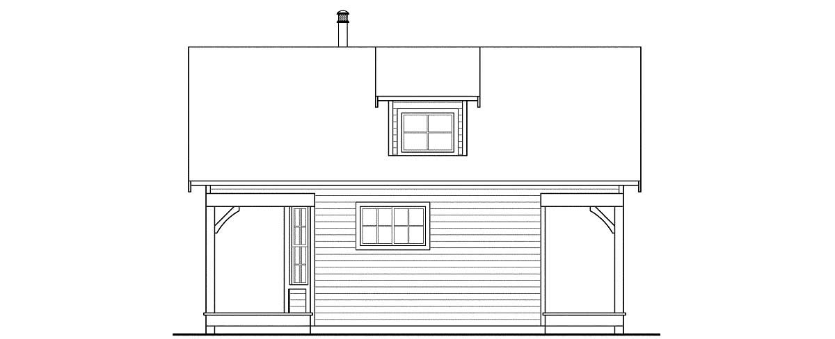 Home Plan Rear Elevation of this 1-Bedroom,683 Sq Ft Plan -108-1518