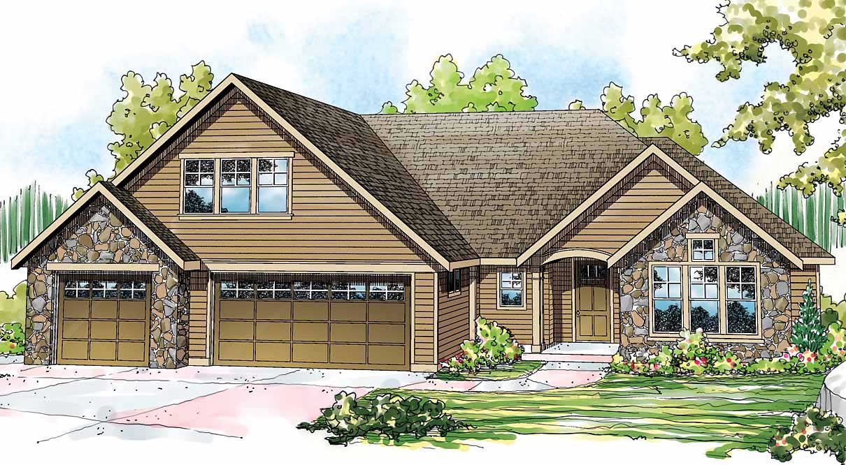 This is the front elevation for these Traditional House Plans.