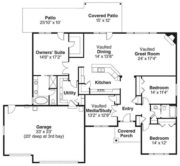 Floor Plan First Story of Craftsman Plan #108-1520