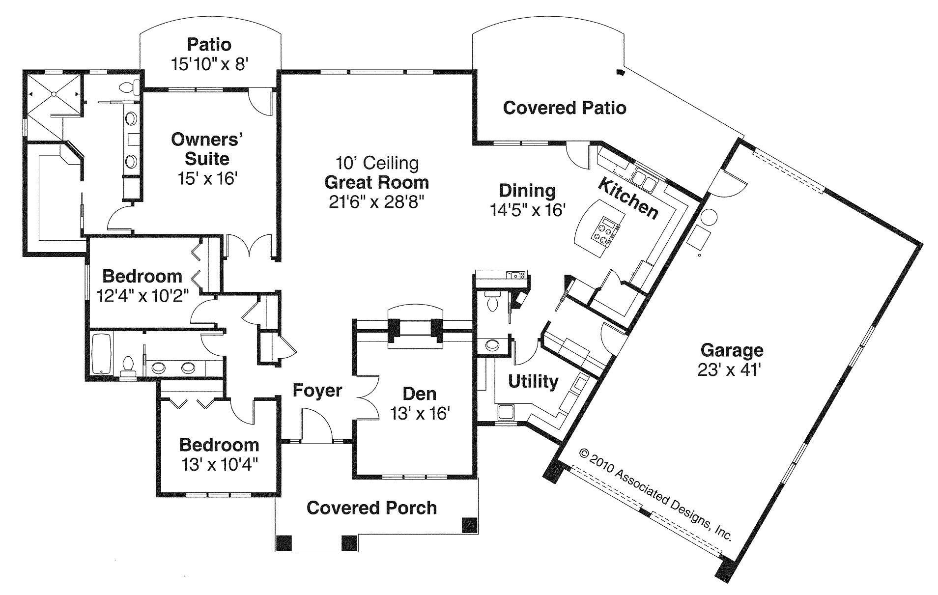 Floor Plan First Story of Prairie Plan #108-1521