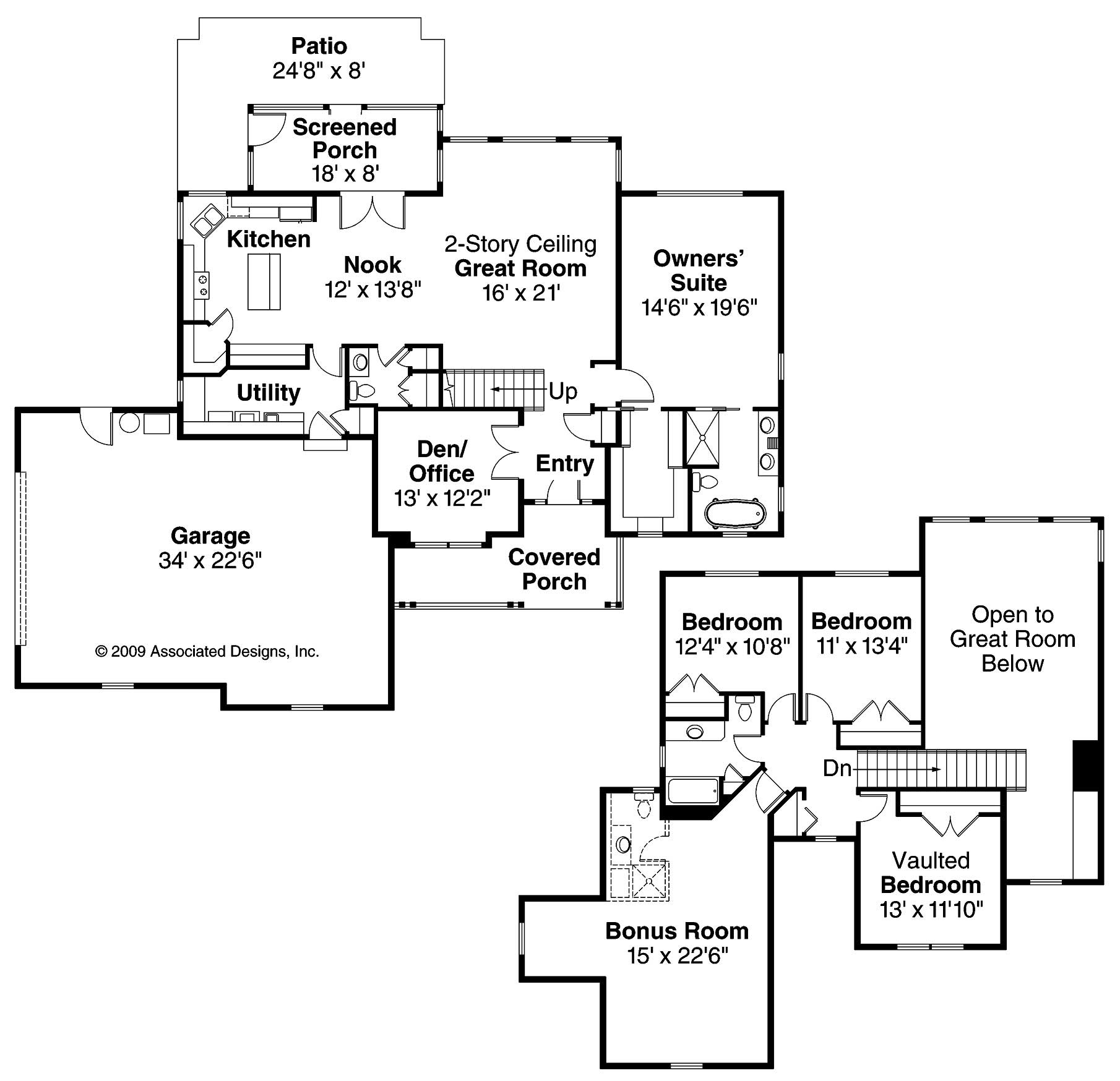 Floor Plan First Story of Country Plan #108-1522