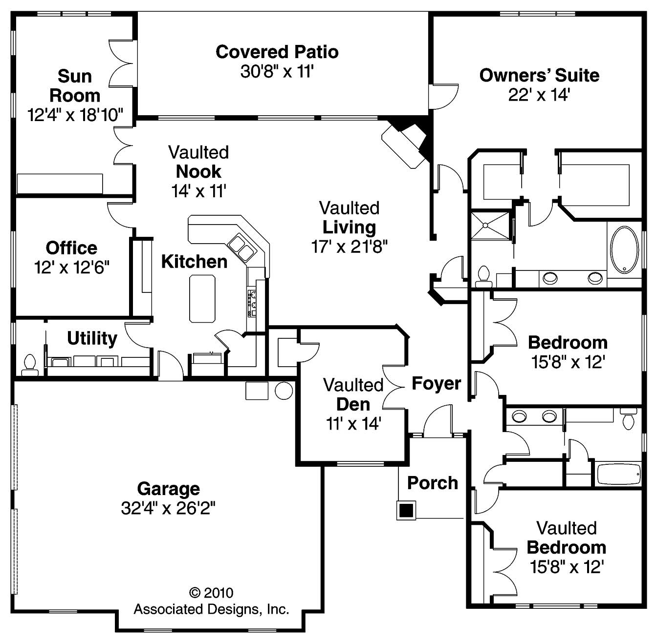 Floor Plan First Story of European Plan #108-1523