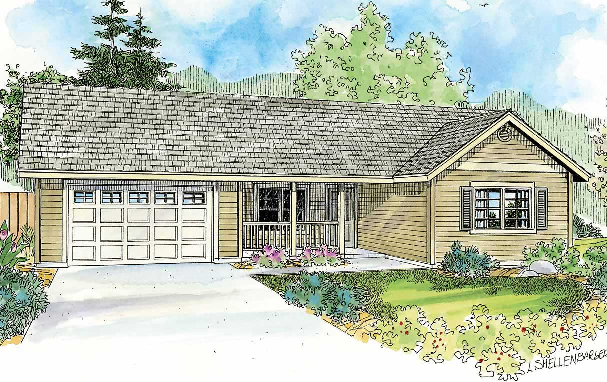 This image is a colored rendering of these Ranch House Plans.