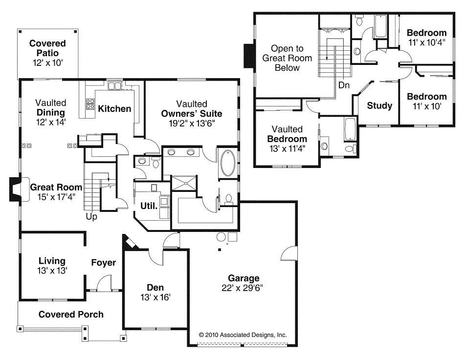 Floor Plan First Story of Country Plan #108-1527