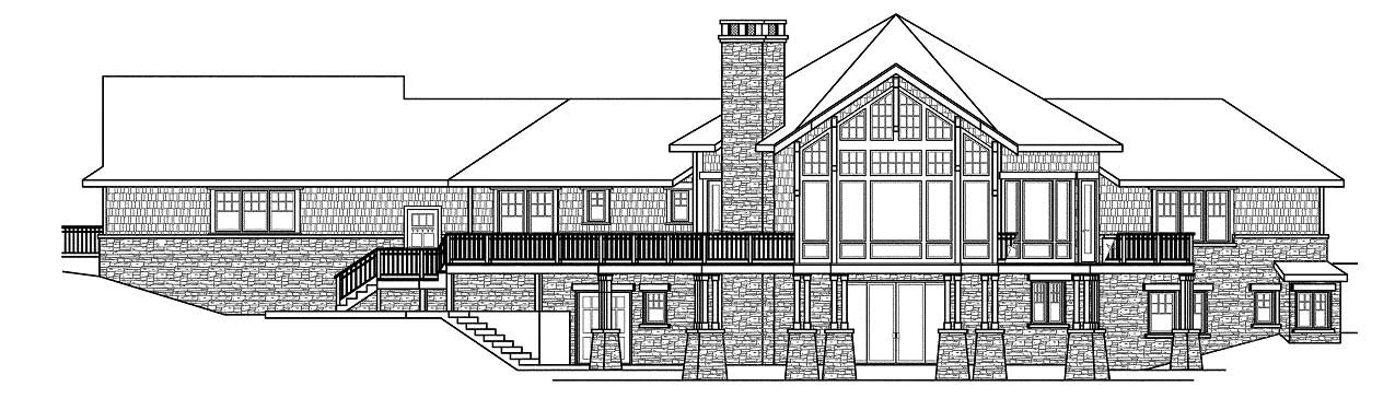 Home Plan Rear Elevation of this 4-Bedroom,5110 Sq Ft Plan -108-1528