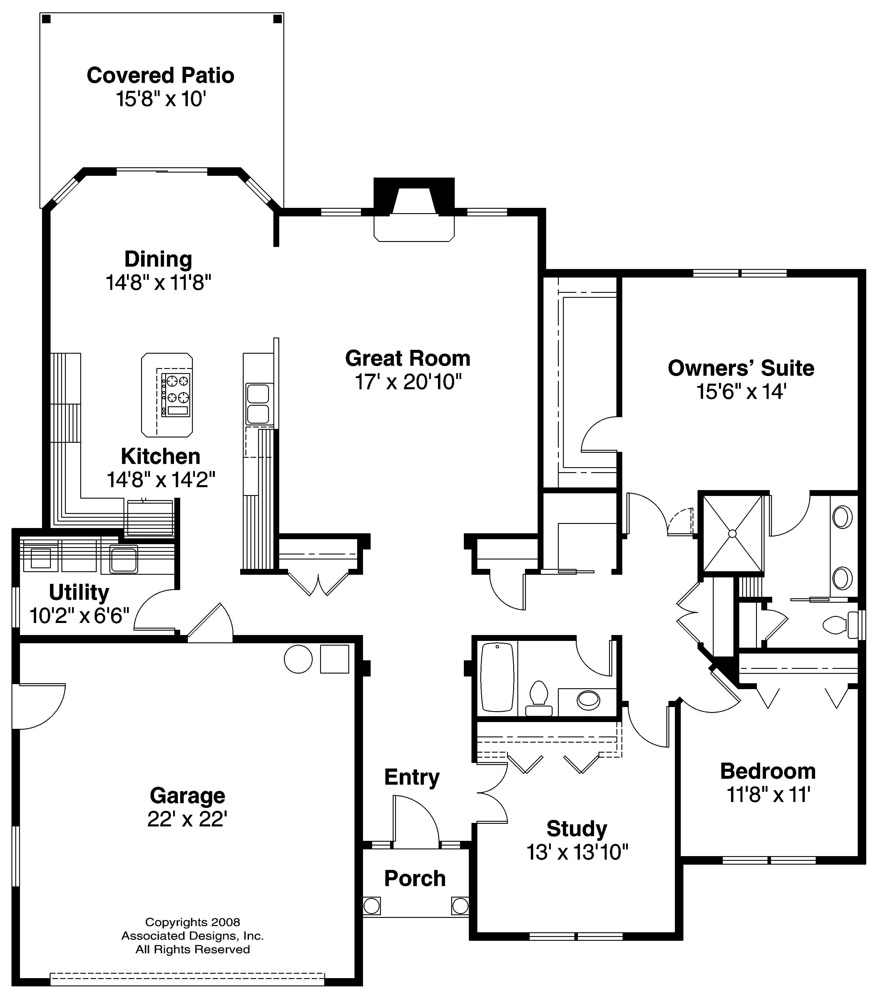 Floor Plan First Story of European Plan #108-1532