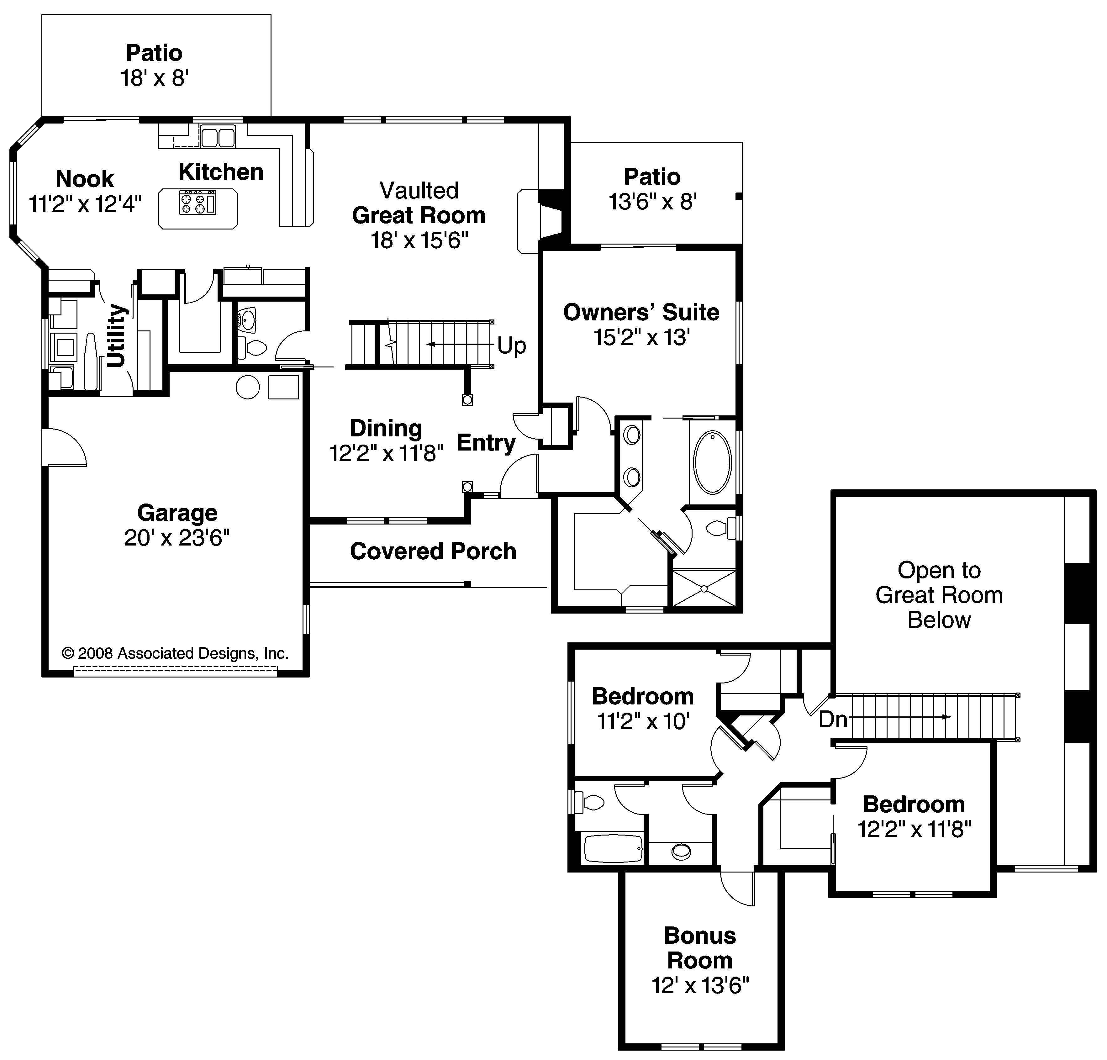 Floor Plan First Story of Farmhouse Plan #108-1533