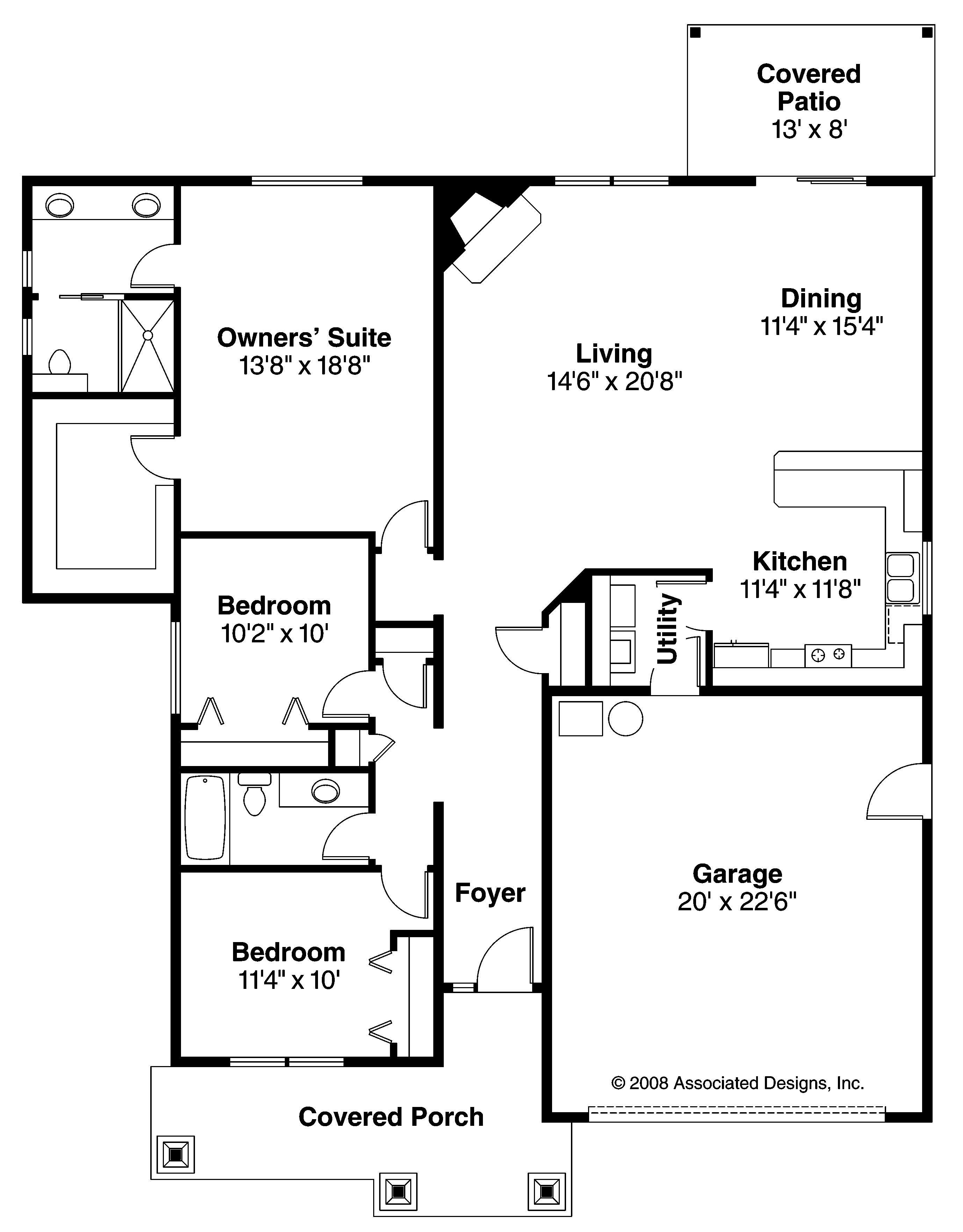 Floor Plan First Story of Craftsman Plan #108-1534