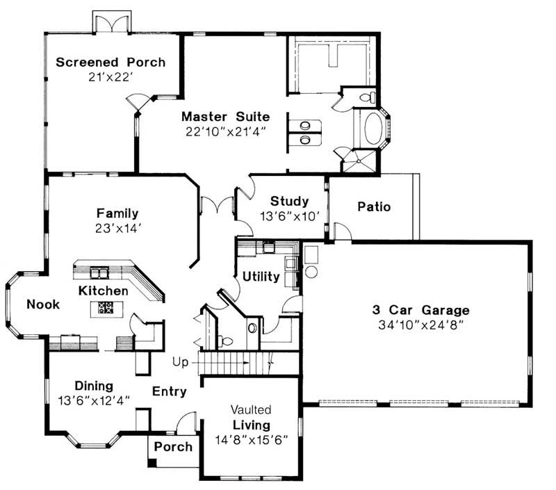 Floor Plan First Story of Mediterranean Plan #108-1535