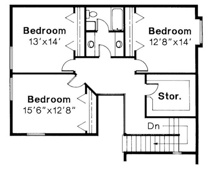 Floor Plan Second Story of Mediterranean Plan #108-1535